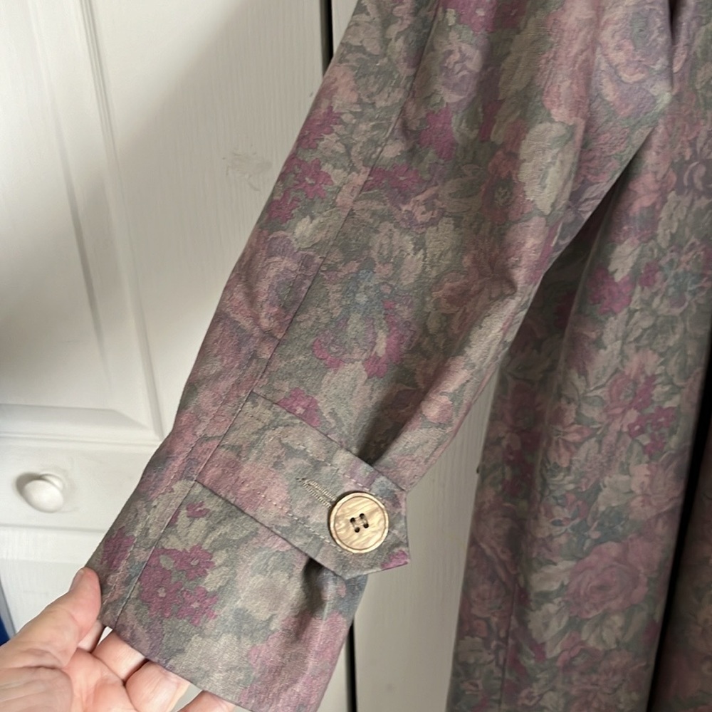 London Fog Floral Rain Trench Coat 22 - Picture 5 of 6